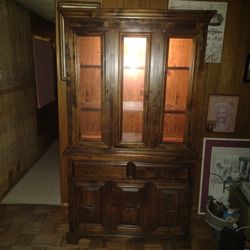 Beautiful Real Wood Cabinet With Drawers Lower Cabinet Storage And Light