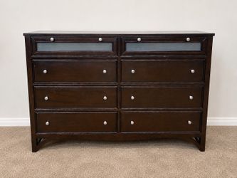 Modern Bedroom Dresser - 8 Drawer Espresso Storage