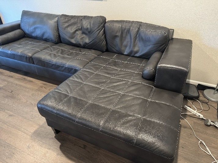 Ashley Faux Leather Couch w/chaise Lounge