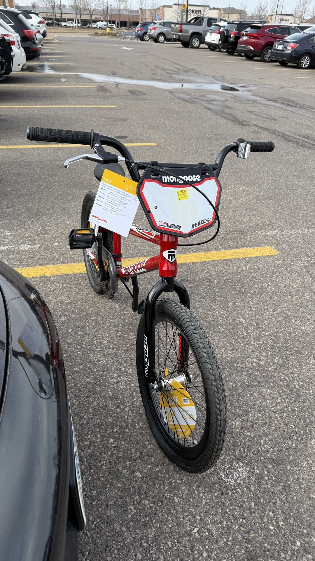 Mongoose Rebel RS1 Kids BMX Bike, 20-in wheel age 7-14 red