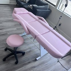 Facial Chair, Tattoo Chair Massage Bed with Hydraulic Stool for Professional Massage Facial Lash Beauty Treatment Spa, Pink