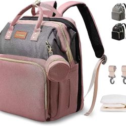 Baby Diaper Bag Backpack with Changing Station & Organizing Pouches for Baby Girl (pink2)