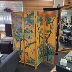 Hand-painted 4-panel Screen. Room Divider , Headboard, wall art