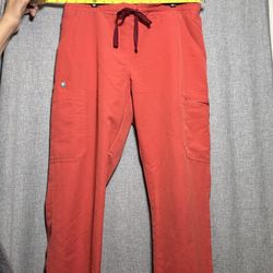 FIGS Technical Collection Coral Orange Scrub Pants Drawstring Size S/T