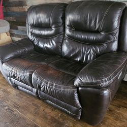Double Leather Recliner Love Sofa