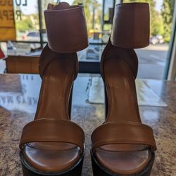 Platform Cognac 6inch Strap Heels