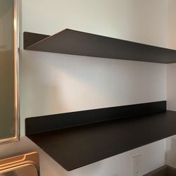 Powder Coated Black Steel Shelves Set Of 2