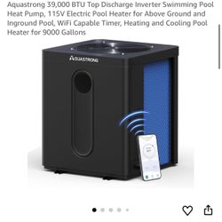 Aquastrong 39,000 BTU Top Discharge Inverter Swimming Pool Heat Pump, 115V Electric Pool Heater for Above Ground and Inground Pool, WiFi Capable Timer
