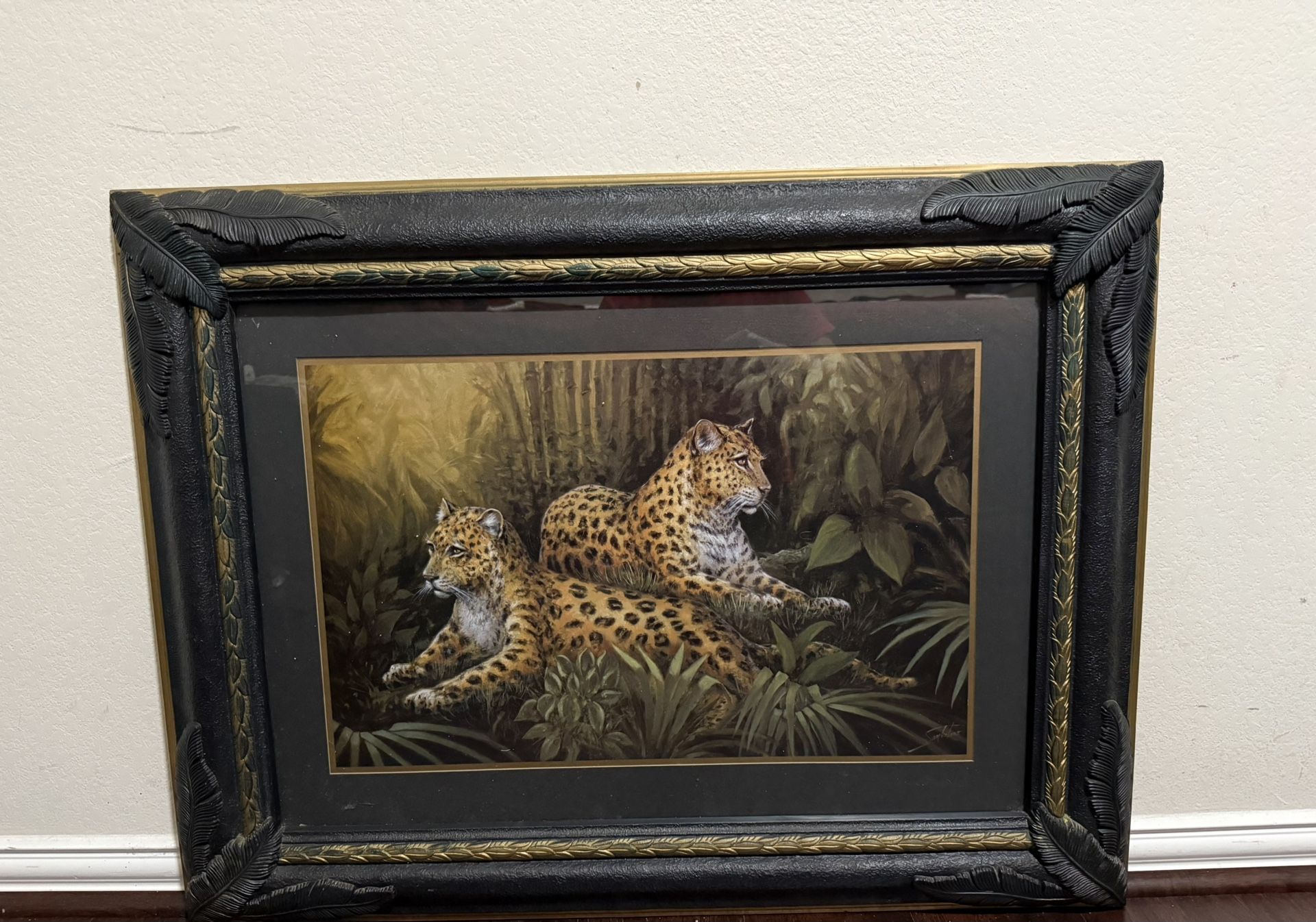 2 Tiger Safari Decor Print Framed PICTURE