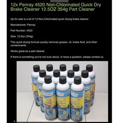 12 Penray 4520 Non-chlorinated Quick Dry Brake Cleaner 12.5 oz. 354g. Part Cleaner