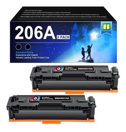 (2 pack) 206A Black Toner Cartridge 2 Pack | Replacement for HP 206A 206X Compatible with HP Color LaserJet Pro MFP M283fdw M283cdw, M255dw, MFP M283 