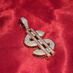10k Yellow Gold Diamond Dollar Sign Pendant 1.00 ctw