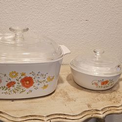 Vintage Corningware Wild Flower Set