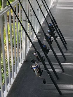 6 matching custon rods and penn Battle 2