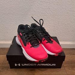 Under Armour Red/Black Upper Leather Mens Sneakers US 10 