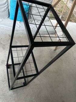 black metal display and storage rack with multi-tier mesh shelving. https://offerup.com/redirect/?o=QW1hem9uLmll BORPHOM Freestanding Towel Rack Stand
