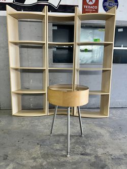 WINGARD VINTAGE MODERN END NIGHT ROUND WOOD STORAGE TABLE