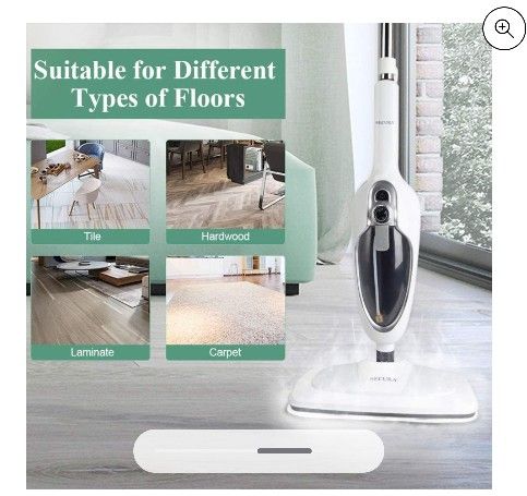 Secura Steam Mop 10-in-1 Convenient Detachable Steam Cleaner, White Multifunctional Cleaning Machine Floor Steamer with 3 Microfiber Mop Pads