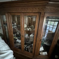 **price reduced** Walnut lighted display China cabinet 