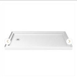 ☀️#2601 SlimLine 60 in. x 32 in. Single Threshold Shower Pan Base in White with Left Hand Drain