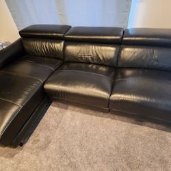 Full Grain Leather Couch With Chaise 