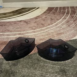 New Set Of 2 MDesign Acrylic Lazy Susan Cabinet Storage Bins Whit Open Front Handle 
