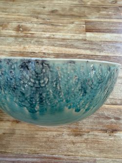 Anthropologie Ceramic Crackle Glaze Serving Bowl