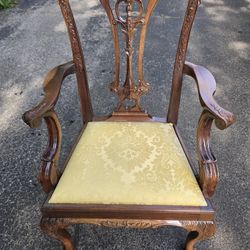 Vintage Carved Mahogany Chippendale Armchair - Georgian Furnishing Co.