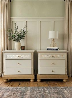 Refinished large Beige nightstands