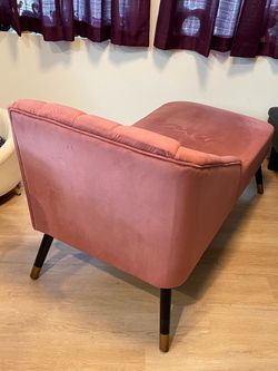 🌸Pink Velvet Chaise Lounge Chair Sofa Color Rosado
