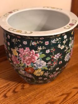 Chinese floral fish bowl Planter