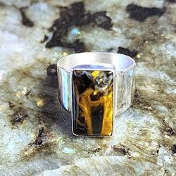 Sterling Silver Tiger Eye Ring Size 9