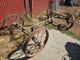 Antique Iron Wagon Cart Frame with Wheels