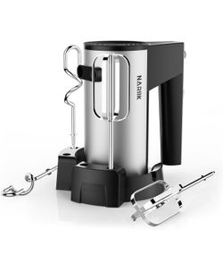 New-Electric Hand Mixer, Kitchen Handheld Mixer, Turbo Boost/Self-Control Speed + 5 Speed + Eject Button + Stainless Steel Hand Beaters*2 & Dough Hook