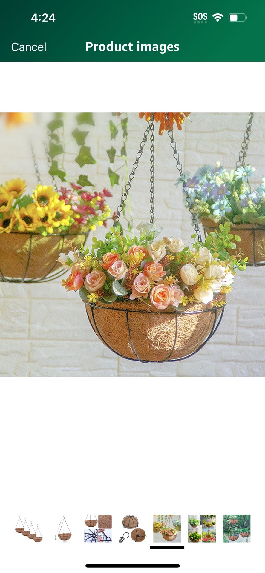4 Pack Hanging Planter Basket with Coco Coin Liner 8 inch Hanging Flower Pots Outdoor Decorative Round Wire Plant Holder with Chain Metal Hanging Bask