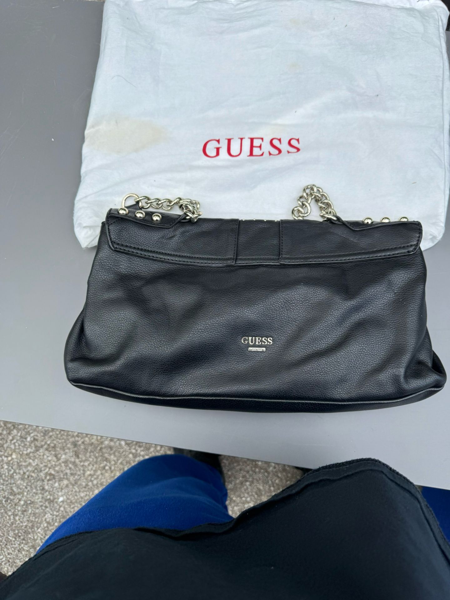 Guess Black Purse with Chain Strap, and Dust Bag