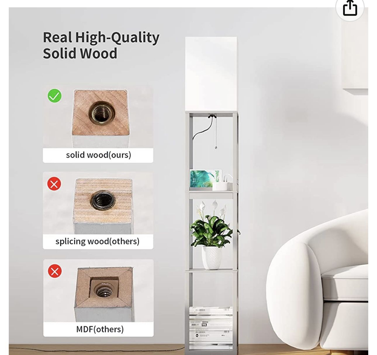 2 GRAY LAMPS WITH SHELVE