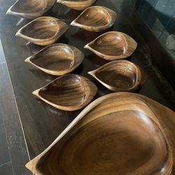 Monkey Wood 9 Piece Salad Bowl Set 