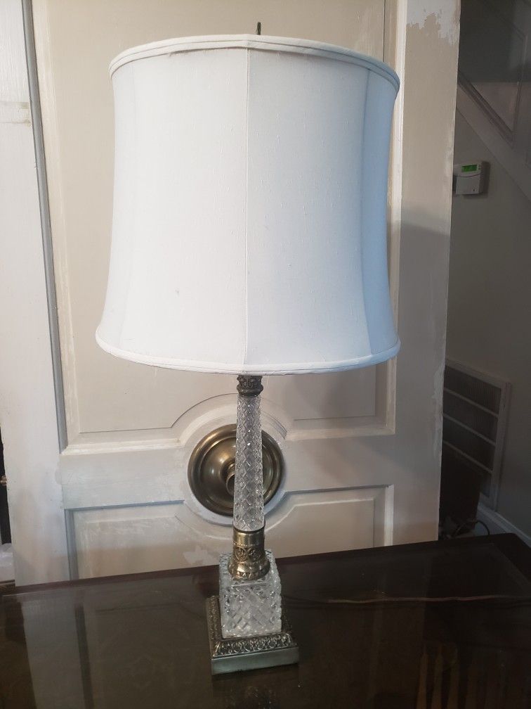 Vintage Brass And Crystal Table Lamp