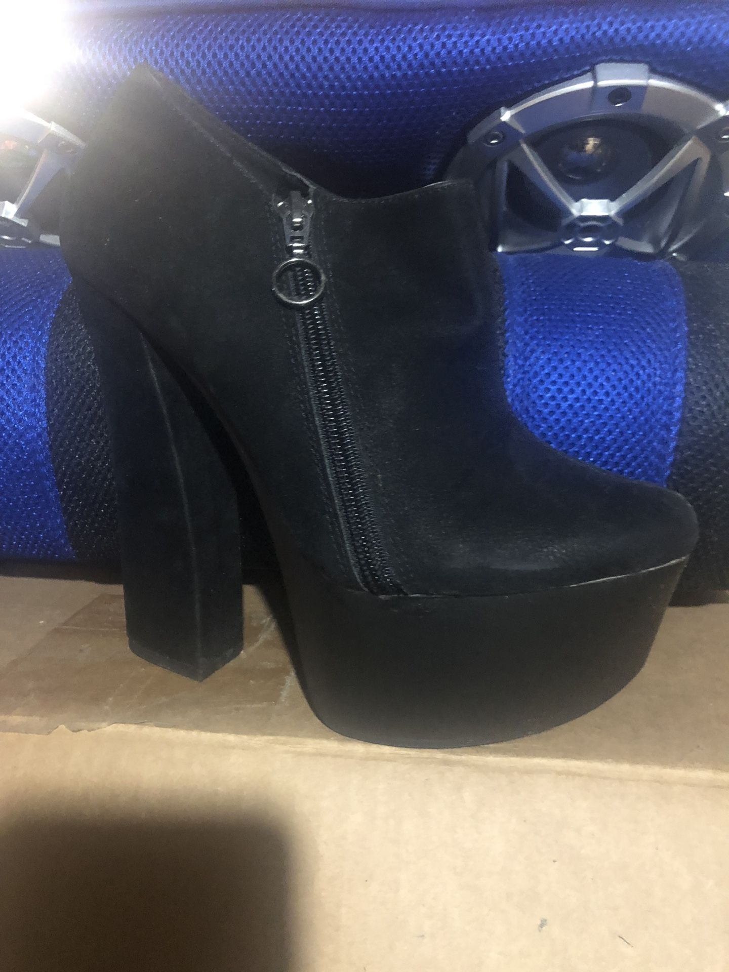 Black Chunky Zip Bootie