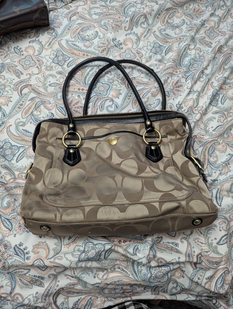 Gently used authentic Coach Addison monogram shoulder tote/laptop bag, LegitGrails COA included