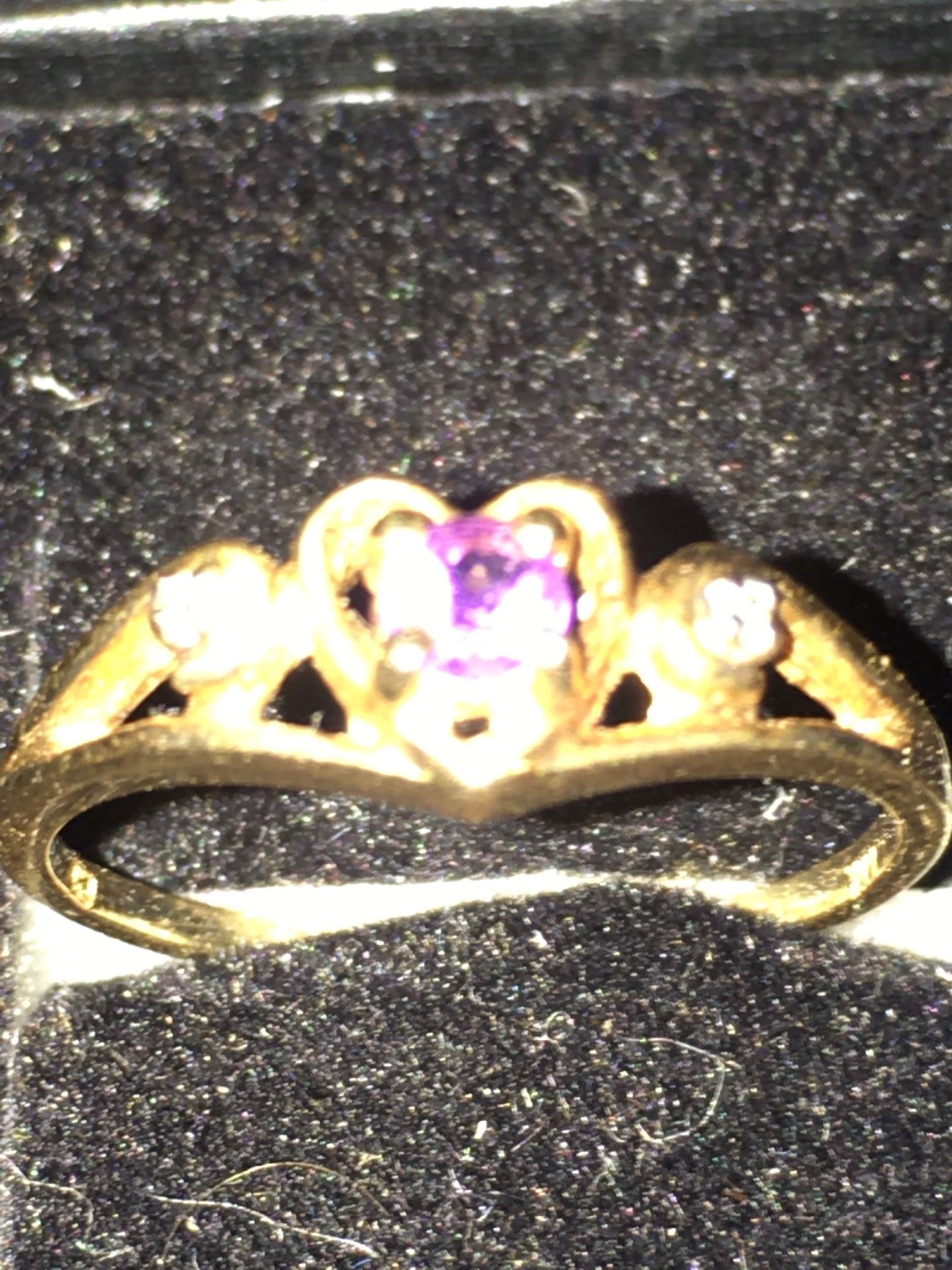 10k Gold Amethyst & Diamond Kids Ring