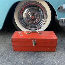 Vintage Red Tool Box With Screwdrivers 