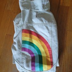 Denim Dog Jacket Rainbow Sz L