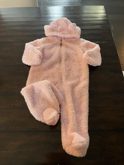Girls 9M Baby Hooded Sherpa Jumpsuit