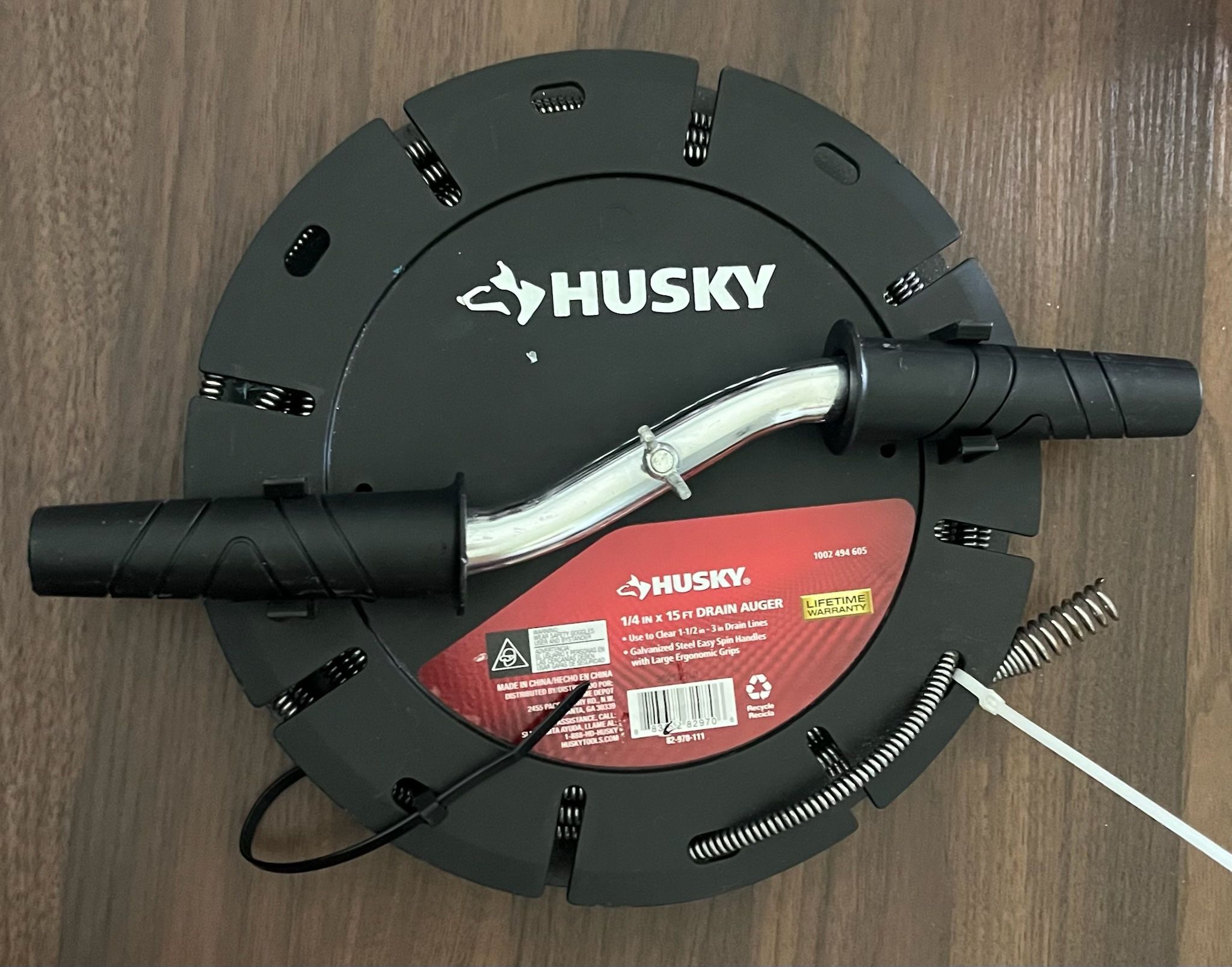 Husky Auger 1/4 in. x 15 ft. Drain Openers Plumbing Snakes And Augers 82-970-111