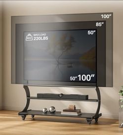 Modern Artistic Rolling TV Stand 50-100" Heavy-Duty Base Mobile TV Cart