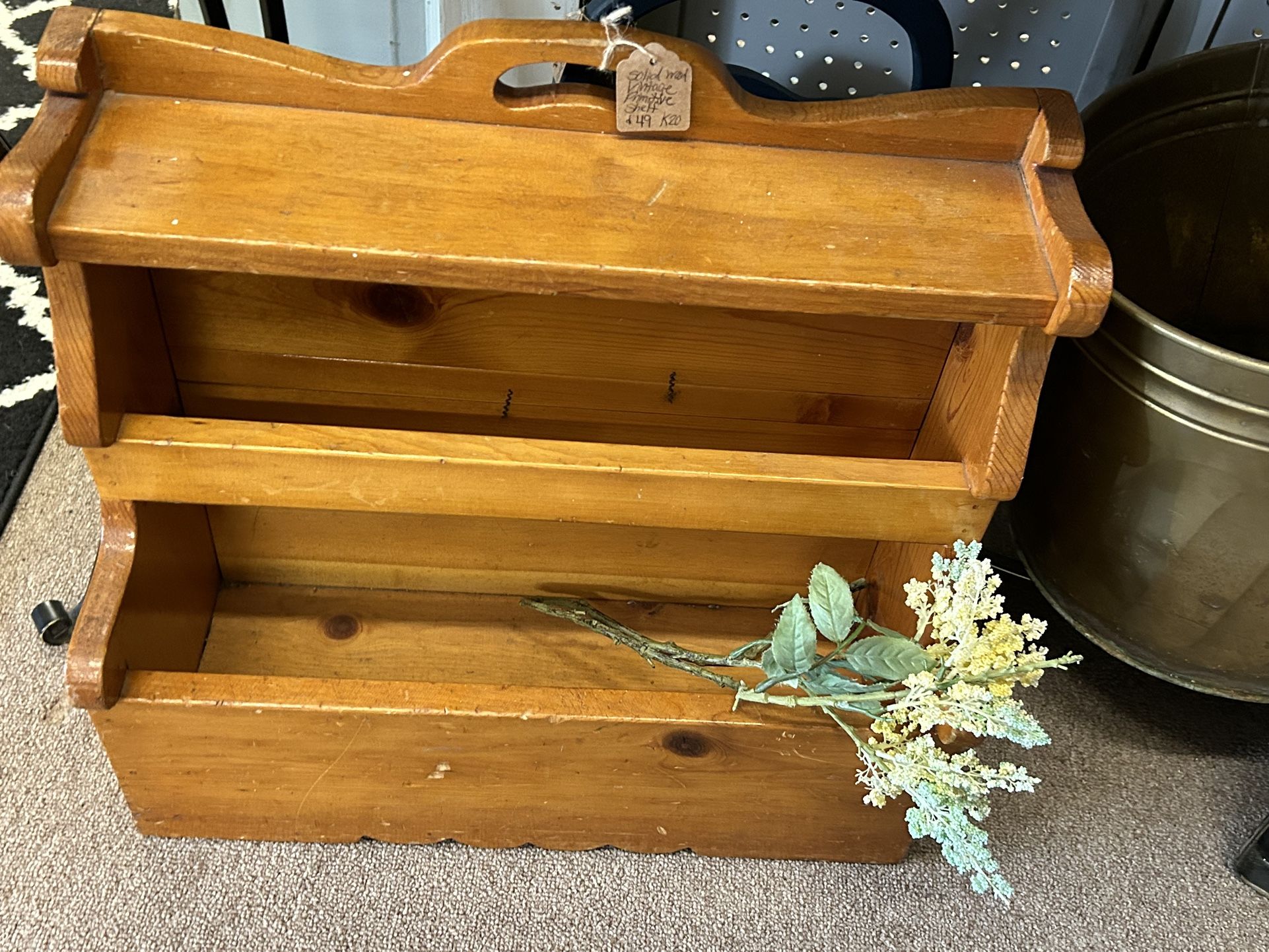 Solid Wood Primitive Shelf Display Cubby