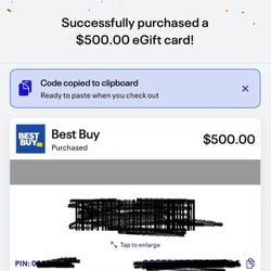 $500 Best Buy E-gift Card