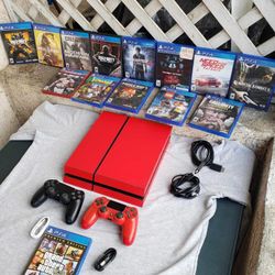 New & Great Conditions All Red PS4 500GB with 1 Controller & 1 Game installed disc Games $20! Each or Combo $280! 6 Games n 2 controllers